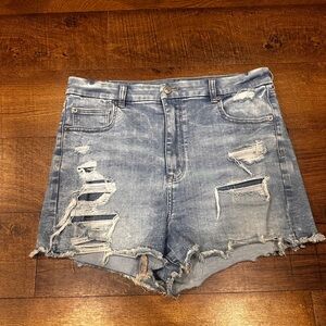 American Eagle Outfitters Light Blue Distressed Jean Shorts